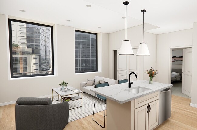 The Electric Building - 1B1B Style 1D Living Area - The Electric Building