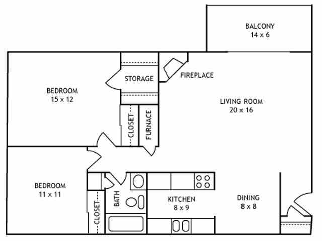 2 Bedrooms - 1 Bath - 2x1