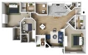 Three Bedrooms, Two Bathrooms, 1268 sqft, Laundry Room with Full-Size Washer/Dryer, Three Oversized Closets, Patio/Balcony or Solarium