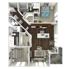 1,060 square foot two bedroom, two bath apartment home