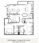 3 BR / 2 BA, 1281 sq. ft