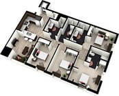 4 habitaciones, 4 baños