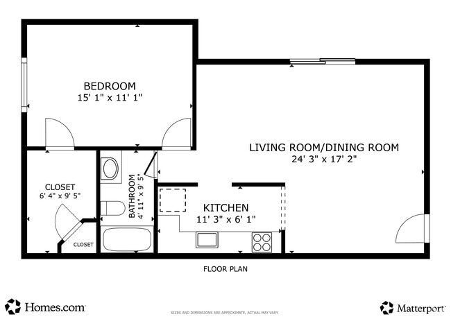 1BR, 1BA - 786SF - The Cove