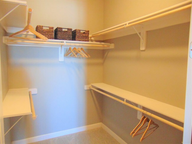Walk in Closet with Wood Shelving