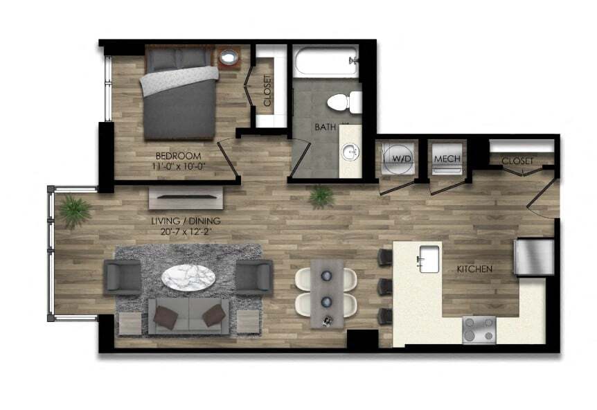 Floor Plan - 1 Bed/1 Bath-21W