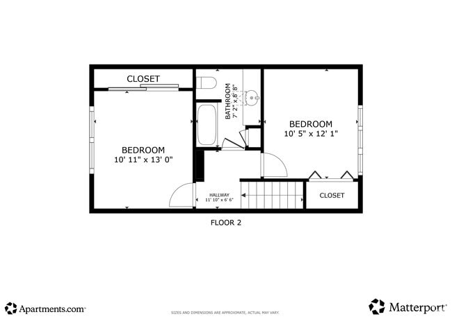2BR, 1.5BA - 1000SF Floor 2