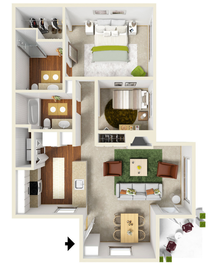Floor Plan - 2 Bed & 2 Bath
