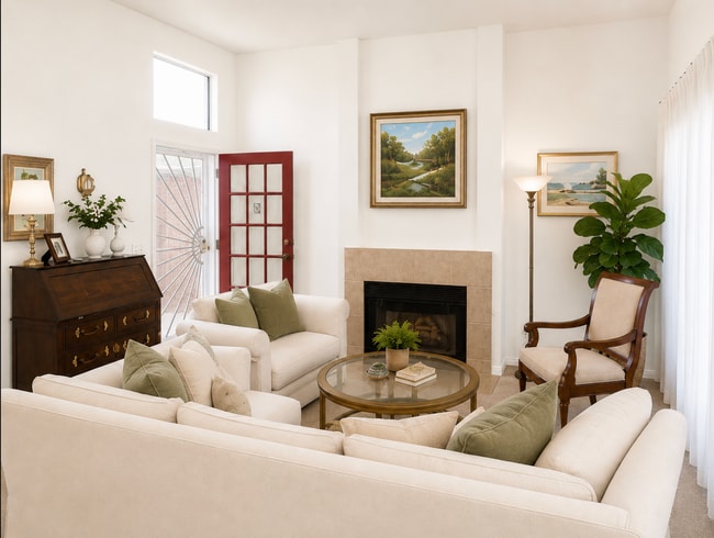 Living room with working fireplace - 4425 Kansas St Unit 3