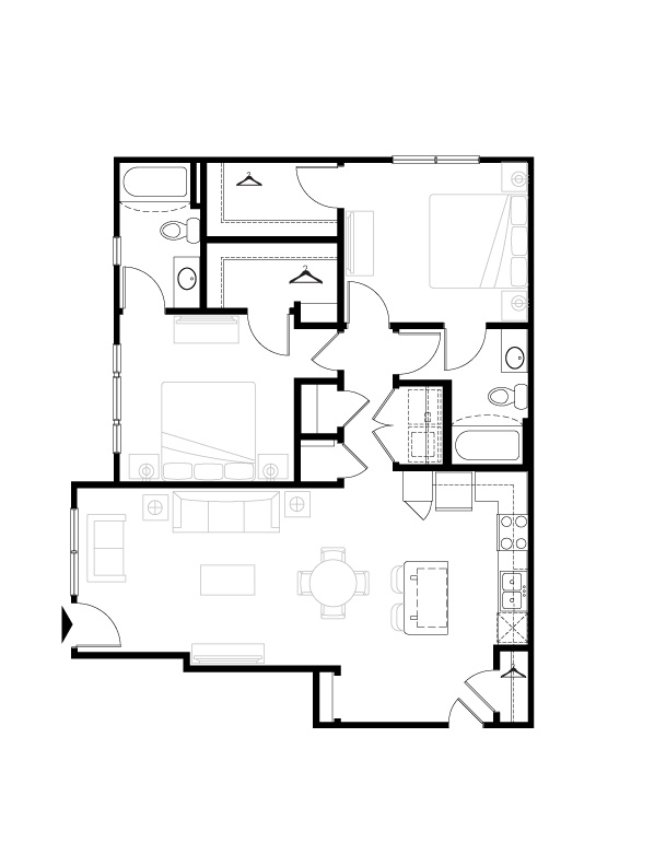 Floor Plan - 2 BR Designer Courtyard