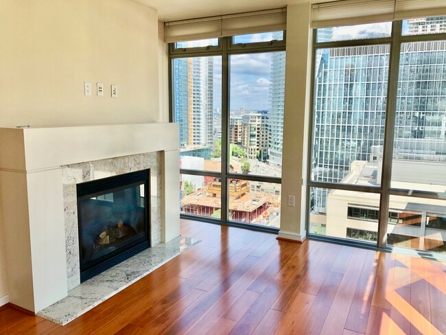 Living Room w/ Fireplace & View