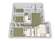 3 bed, 2 bath floorplan