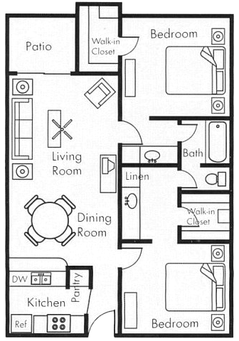 Two Bedroom One Bathroom - 2x1d