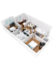 B1: 2X2 911 sqft