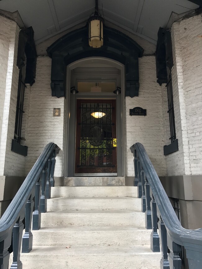 Front entrance. Unit is 1/2 flight above street level.
