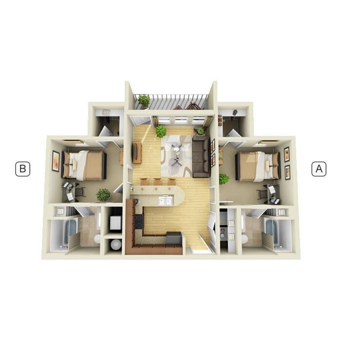 Floor Plan - 2 Bedroom + 2 Bath