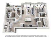 Two Bedroom Two Bath Penthouse (1,034 SF)