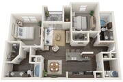 Two Bedrooms Two Full Bathrooms 1075 sqft