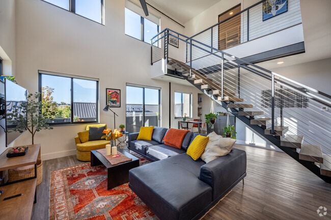 Savory Paradise Loft - 1BR, 1.5BA - 1,240SF - Living Room - Candy Loft Apartments Unit 203