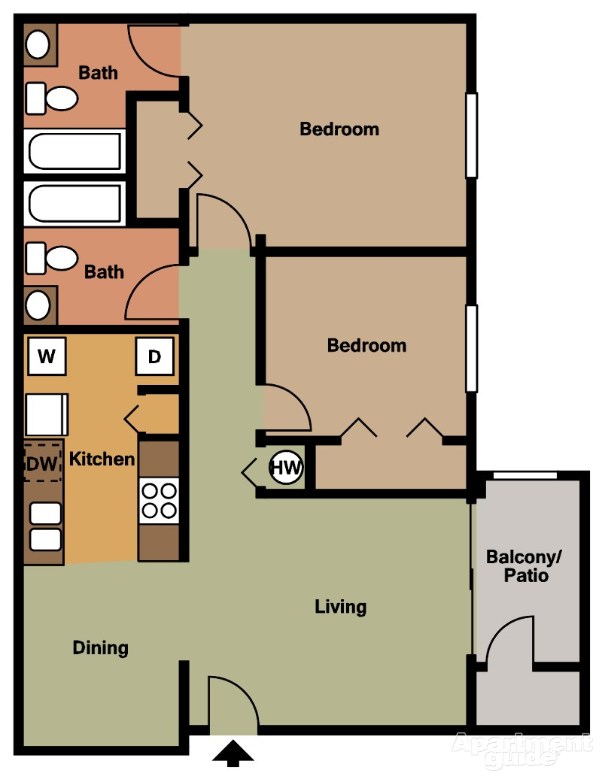 2 Bedroom Floor Plan - Brookwood Park