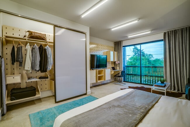 Created uniquely for this project each closet and unique utilize a furniture pegboard system . This allows full customization of your space.