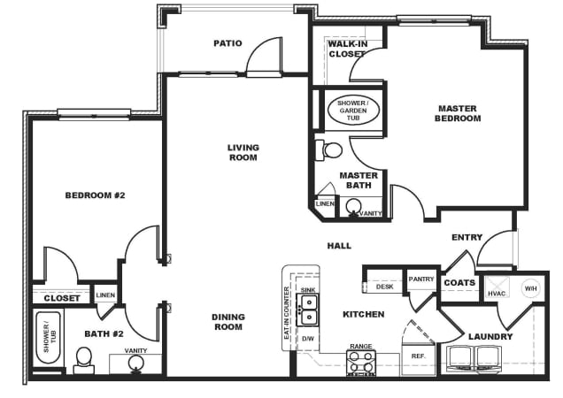 2BR/2BA - Two Bedroom
