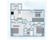 Trails End 2 Bed 1 Bath Floor Plan