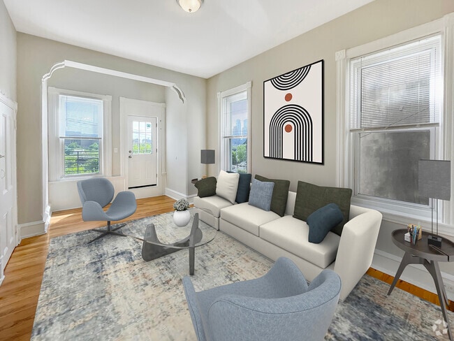 Living room with access to roof deck - 637 N 32nd St Rental