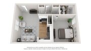 A 3D floor plan rendering of The Willow.
