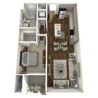One bedroom, one bath, 708 square foot apartment home