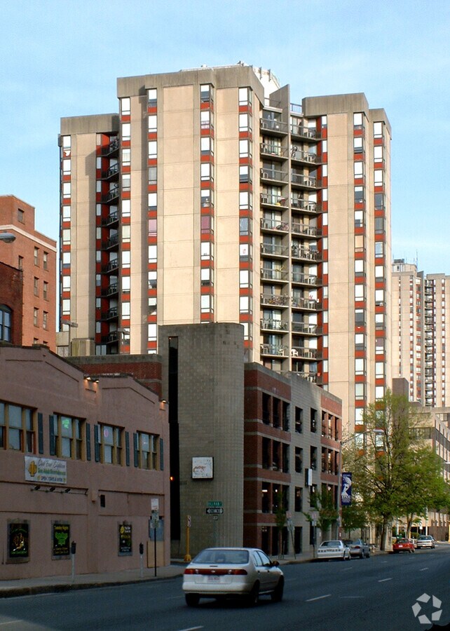 View from the northwest along Dwight Street - 70 Harrison Apartments