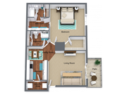 1 Bed - 1.5 Bath - 930 sq. ft.