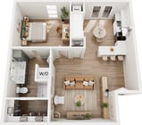 Explore this beautifully designed one-bedroom apartment with a modern layout.