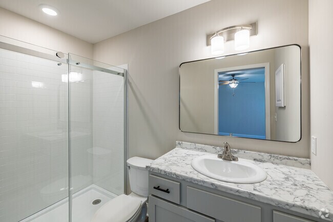 E2 2BR, 2BA - 1,120 SF - Primary Bathroom - Spring Meadow Apartments