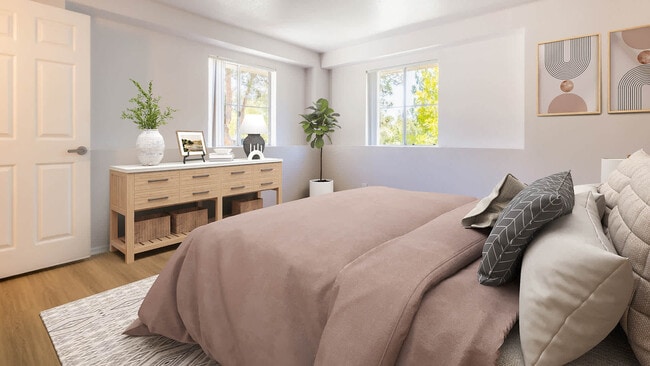 Bedroom with Hard Surface Flooring - Oak Park Apartment Homes