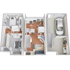 Two bedroom, two bath, 1,312 square foot apartment home