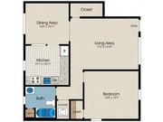 1 Bedroom, 1 Bath 790 sq. ft.