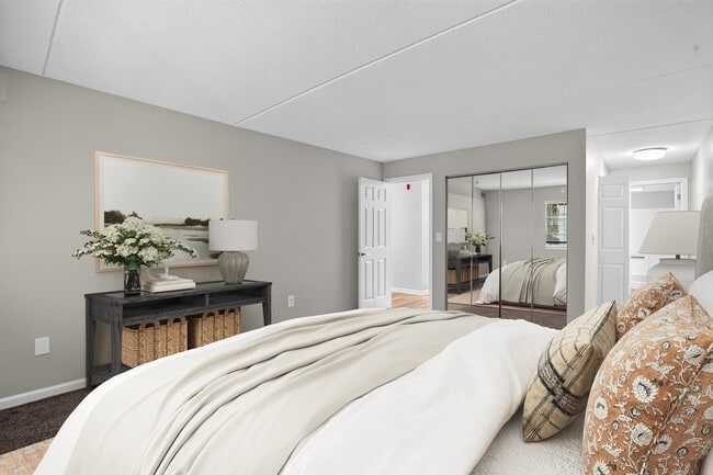 Embrace modern living in this beautifully designed bedroom at Eagle Rock Apartments at Swampscott. Spacious and stylish, it offers the perfect retreat. Schedule your tour today to see your future home!