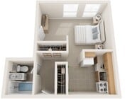 Large Studio, 550 sqft, Fully Equipped Eat-in Kitchen, Hot Water Included