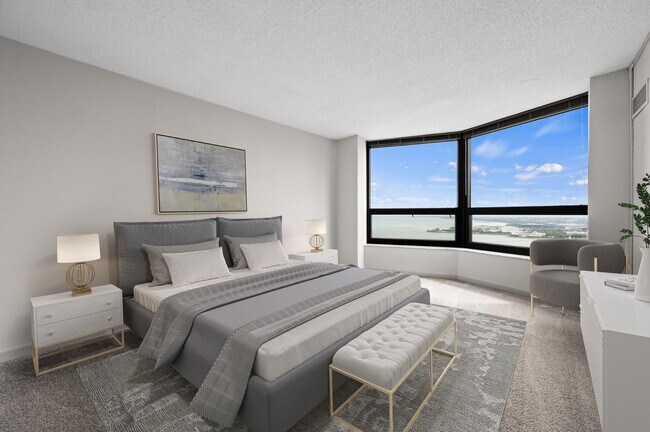 Carpete de lujo en el dormitorio de la torre North Harbor en Chicago, IL
