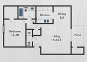 1BR/1.5BA