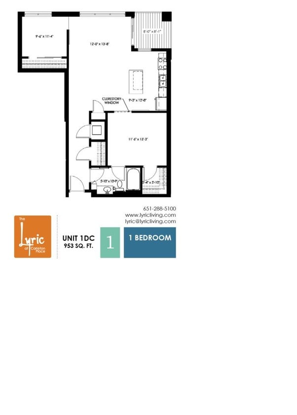 Floor Plan - 1 Bedroom C + Den
