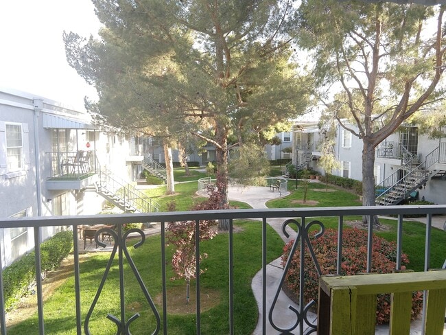 Patio view out towards community - 3823 S Maryland Pky Unit C9