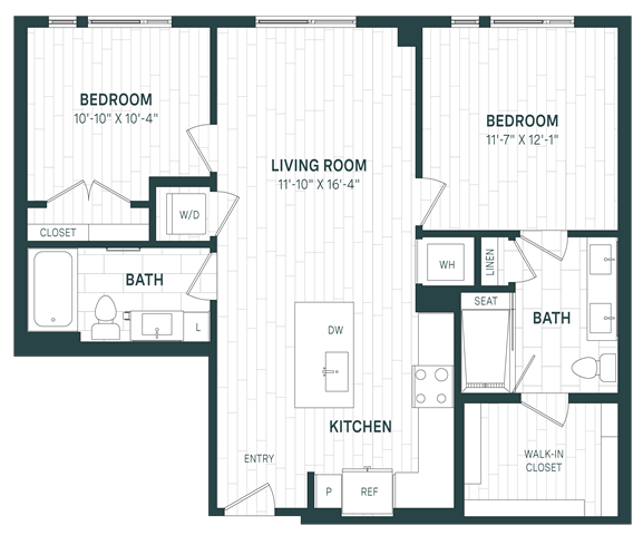 Floor Plan - 2 Bed/2 Bath-C01b-P