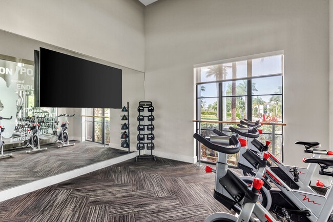 Find your flow in the yoga and cycling studio.