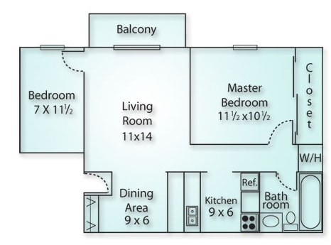 2BR/1BA - 1 Bedroom w/ Study