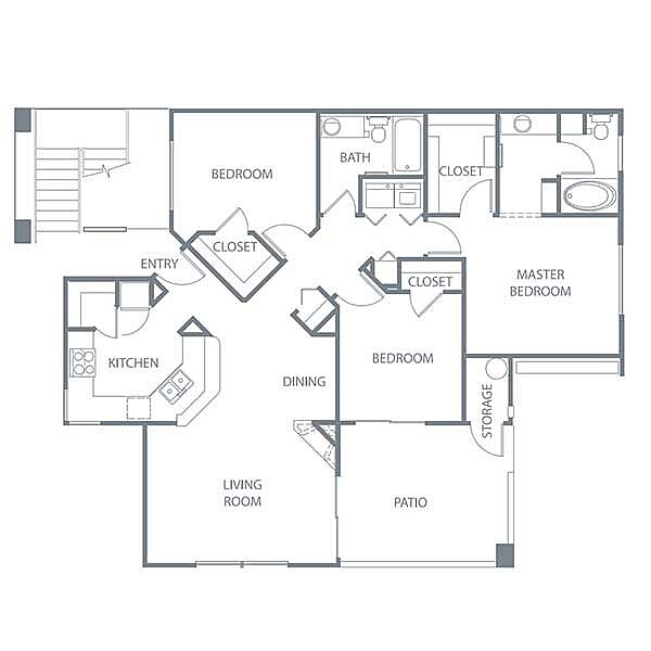 Explore this spacious luxury apartment layout, perfect for modern living. - C1RR