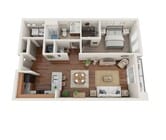 The Miami is a stylish 1-bedroom, 1-bath apartment with granite counters, a spacious walk-in closet, and full-size appliances. Featuring a private patio and built-in desk, it's a perfect choice for those seeking a mix of style and function.