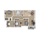4 Bedroom, 2 Bath, 1373 sf - 3D Furnished