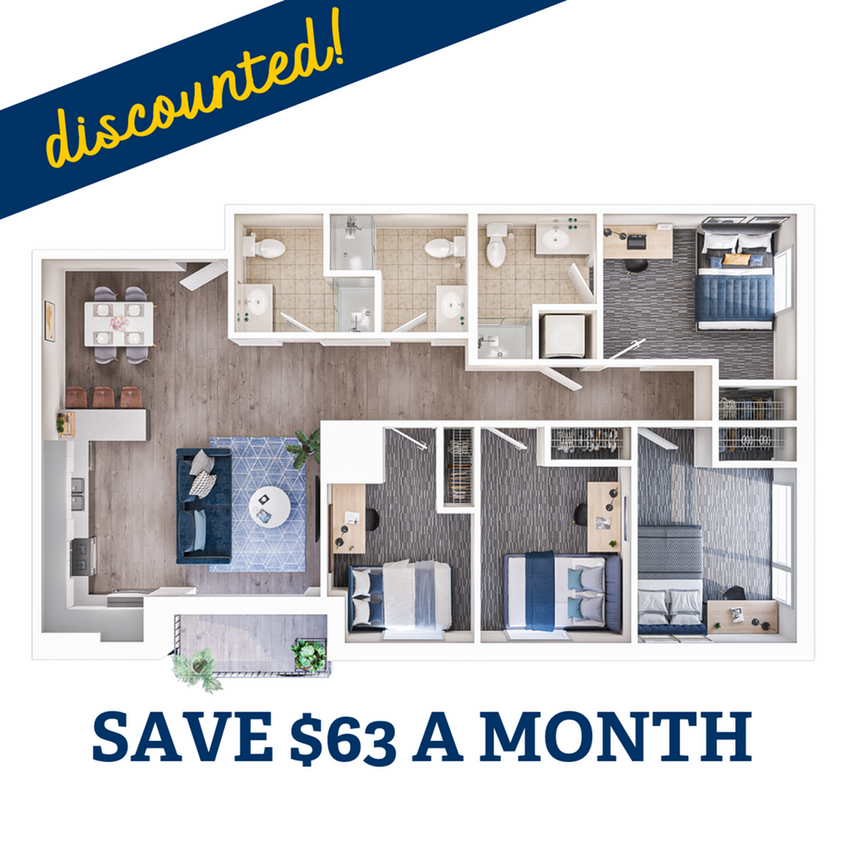 4x3 - B - 4BR/3BA - B Terrace