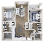 Plano de planta B2 de los apartamentos Ascend Brightleaf